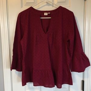 GAP Bell Sleeve & Ruffle Hem Blouse